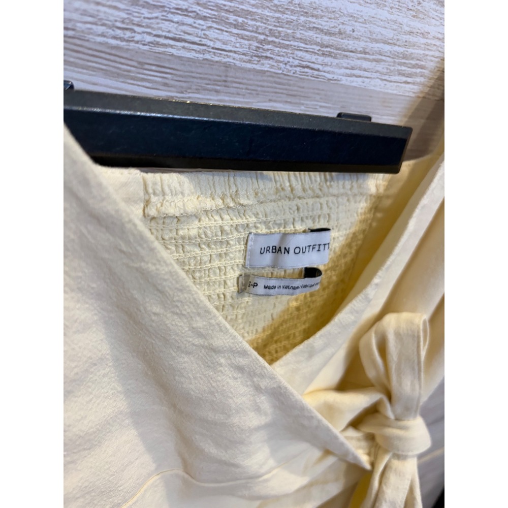 Urban Outfitters Yellow Wrap Midi Dress Smocked Back Spaghetti Strap Small - Picture 5 of 6